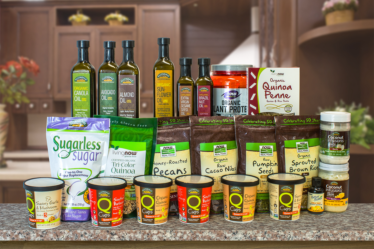 A huge offering of products from NOW Foods, NOW Sports, and Ellyndale Organics