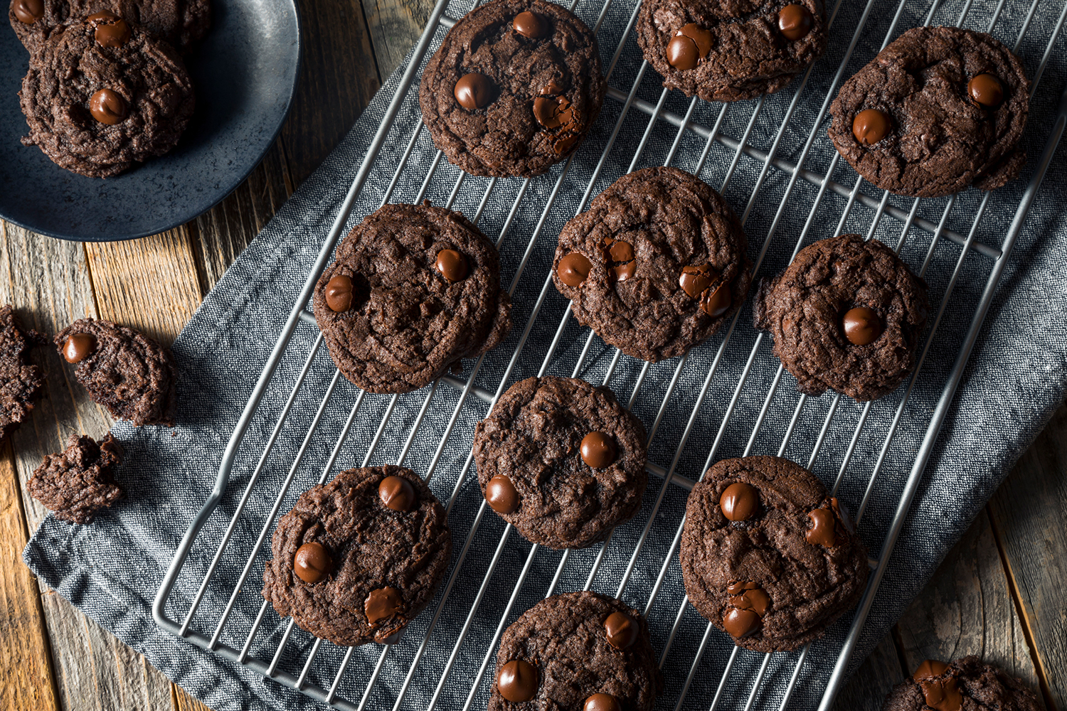 Homemade Chocolate Lovers Double Fudge Cookies fresh out of the oven.