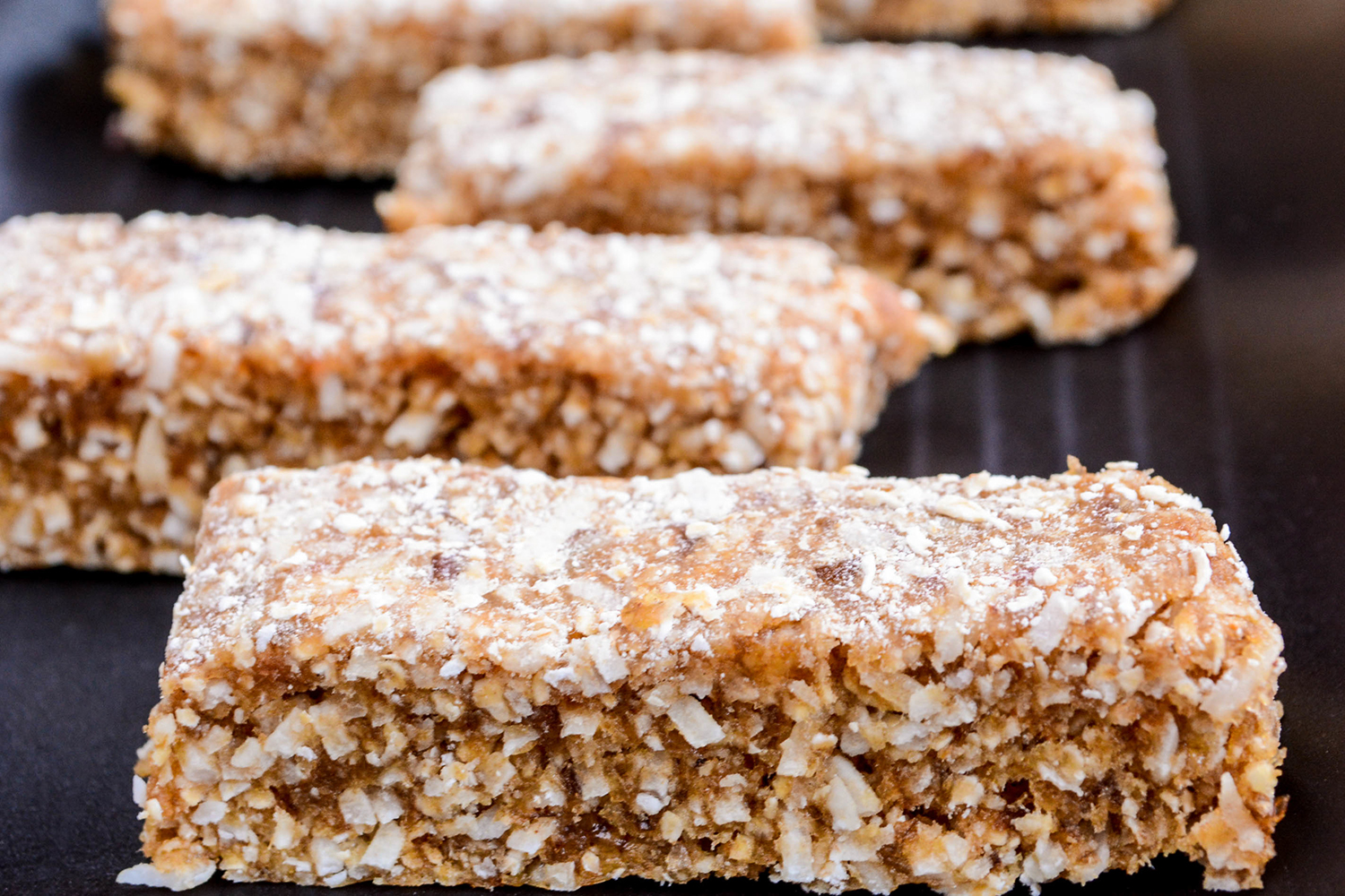 Close up of homemade date bars