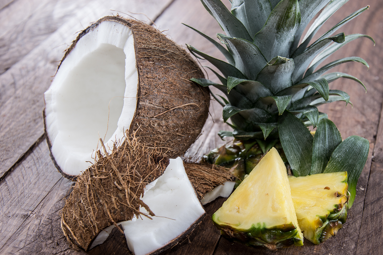 a coconut and a pineapple