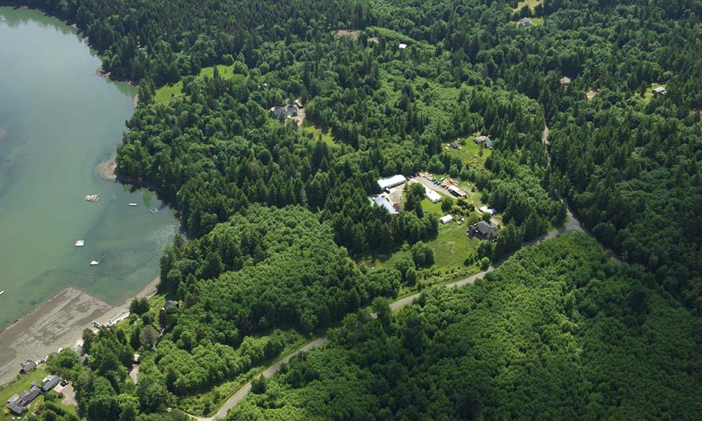 an overhead view of the farm facilities