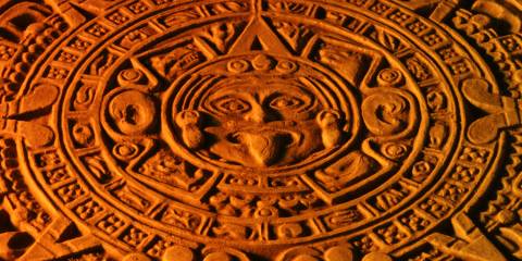 a close-up of the Mayan calendar