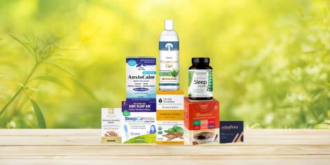 a collection of all-natural supplements for sleep and stress relief