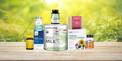 a selection of all-natural supplements and foods