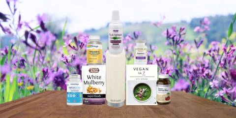 a selection of all-natural supplements and a thermos