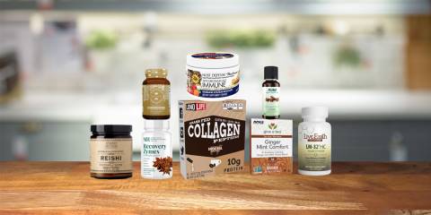 a selection of all-natural superfoods and supplements