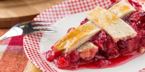 Cranberry walnut pie on a plate