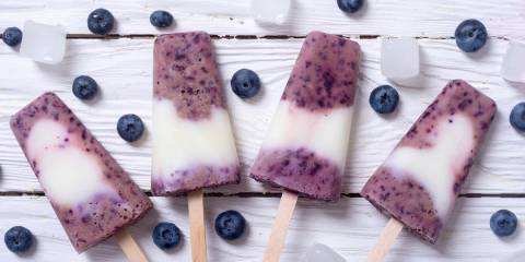 freshly frozen blueberry yogurt pops