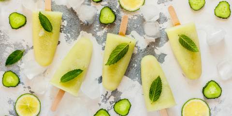 cucumber frozen pops with lime and mint