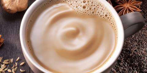 a hot and frothy mug of dairy-free chai