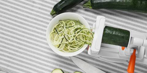 making zoodles with a spiralizer