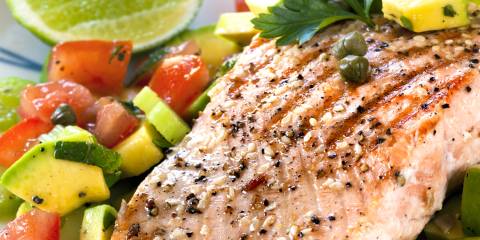 Grilled salmon with fresh salsa.