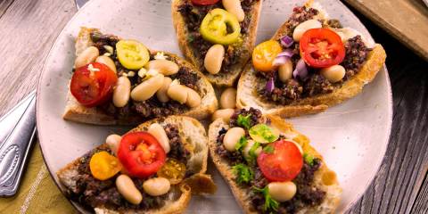 a plate of ciabattas with tapenade