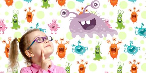 A little girl looking at some friendly "good" bacteria