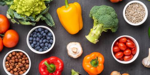 fruits, nuts, seeds, and vegetables high in vitamins and minerals