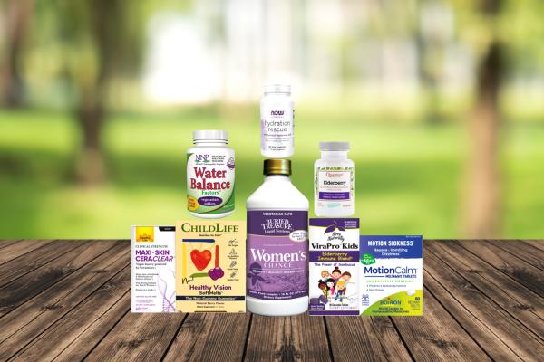 a variety of all-natural supplements and remedies for a family on the road in summer