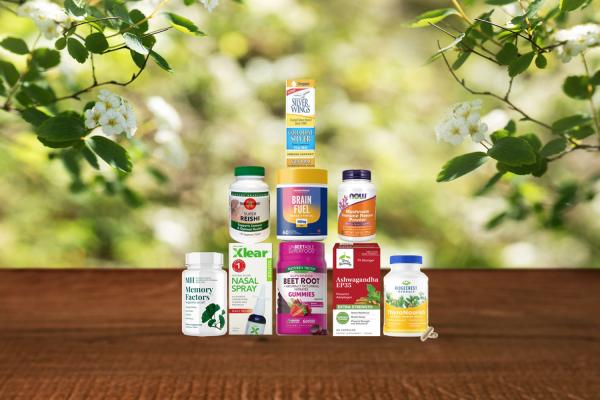 a selection of all-natural supplements for cognition and immunity